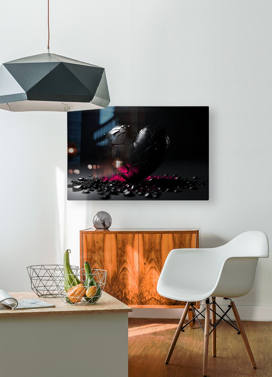 HD Sublimation Metal Print Black Heart Wall Art