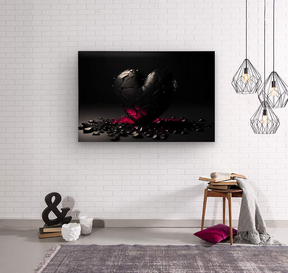 Wood Print Black Heart Wall Art