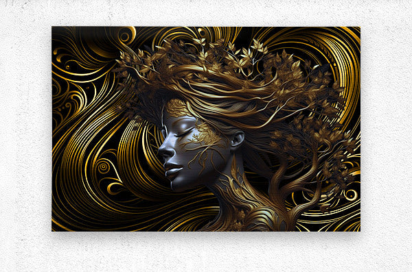 Golden Roots Brushed Metal Print