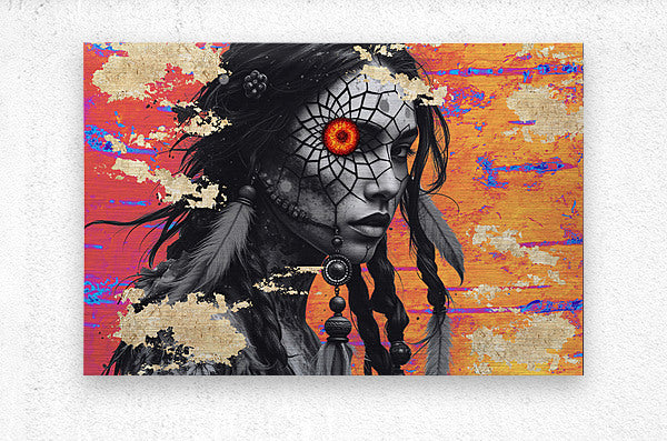 Brushed Metal Print Native American Wall Art