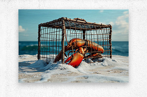 Brushed Metal Print Lobster Wall Art