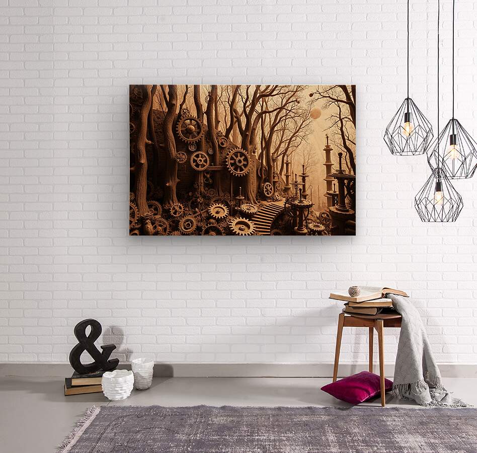 Wood Print Steampunk Forest Wall Art