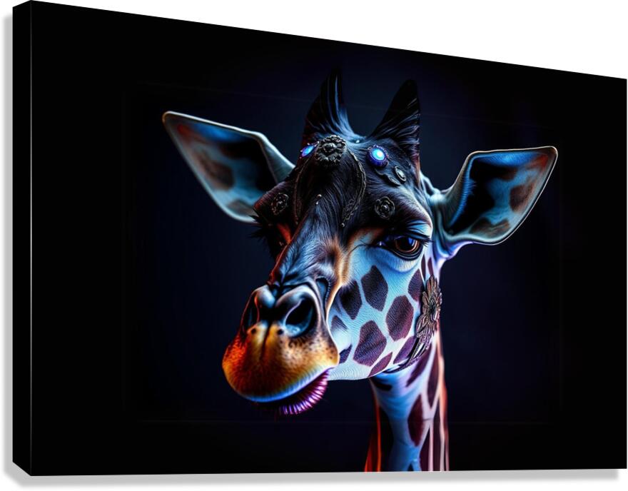 Giclée Stretched Canvas Print Steampunk Giraffe Wall Art
