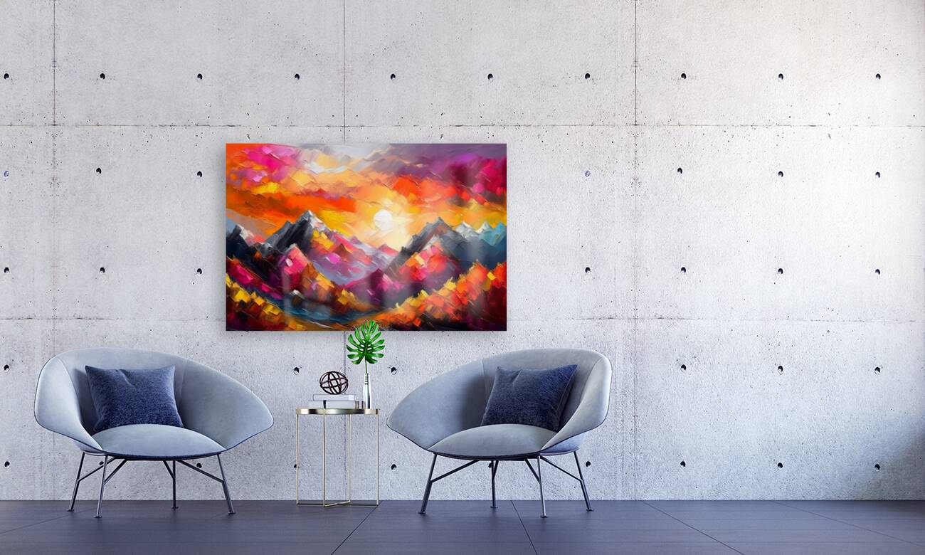 Acrylic Print Mockup Mountain Sunset Wall Art