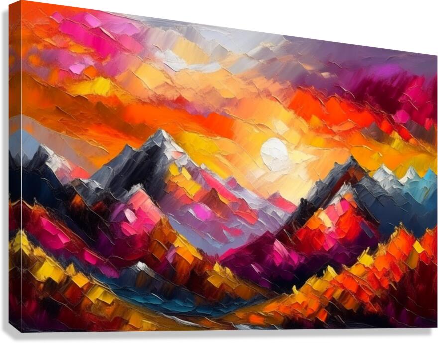 Giclée Stretched Canvas Print Mountain Sunset Wall Art