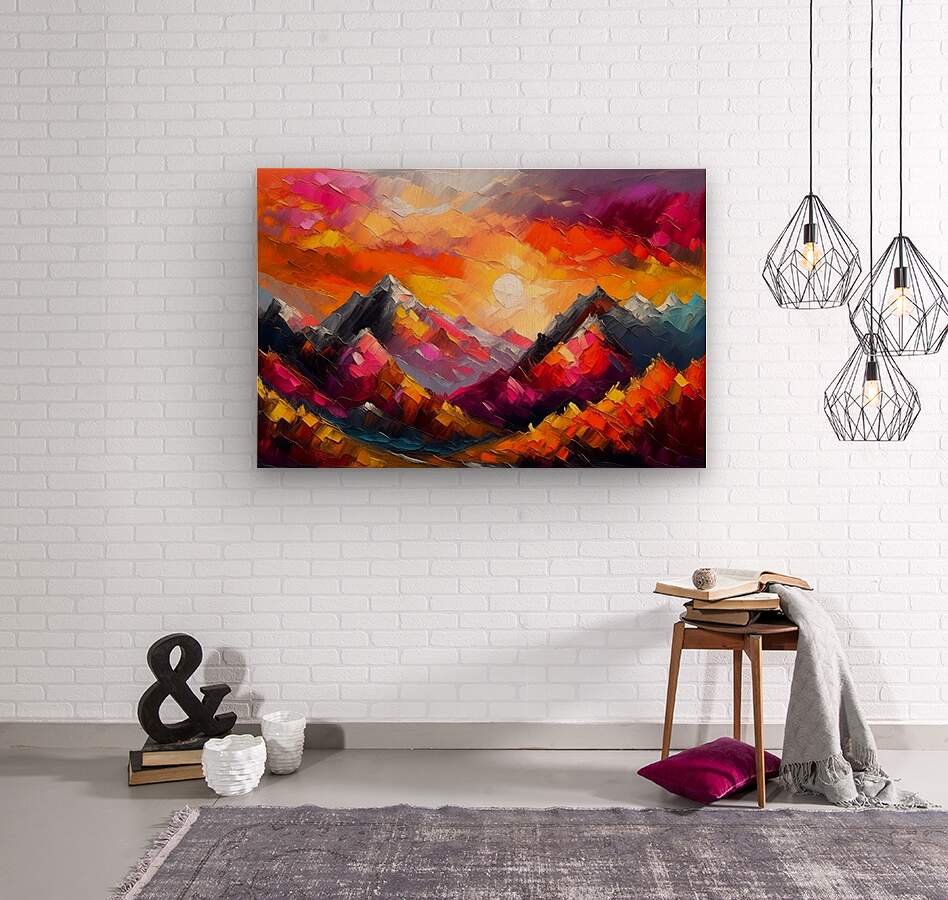 Wood Print Mountain Sunset Wall Art