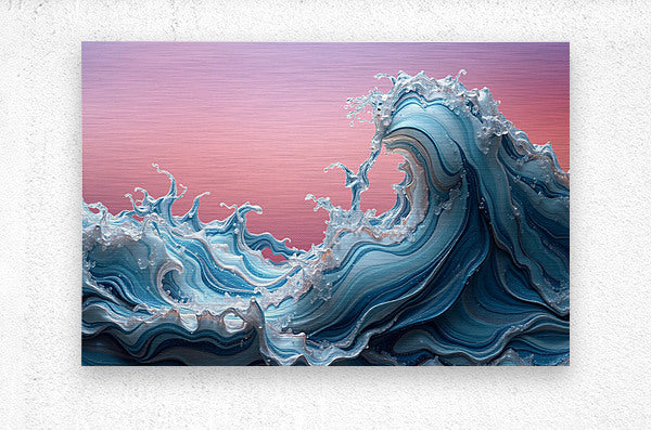 Brushed Metal Print Ocean Wave Wall Art