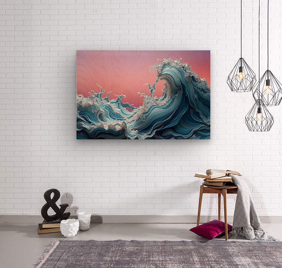 Wood Print Ocean Wave Wall Art
