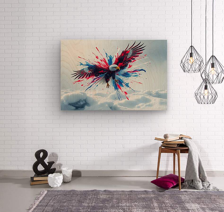 Wood Print Patriotic Bald Eagle Wall Art