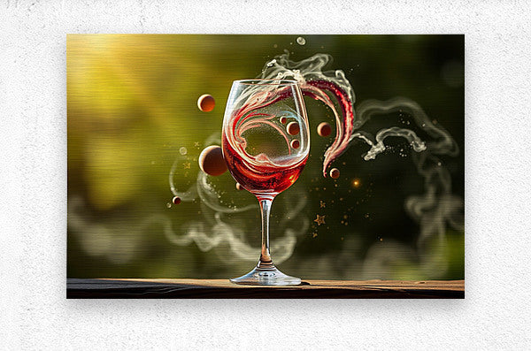 Brushed Metal Print Wine Glass Wall Art