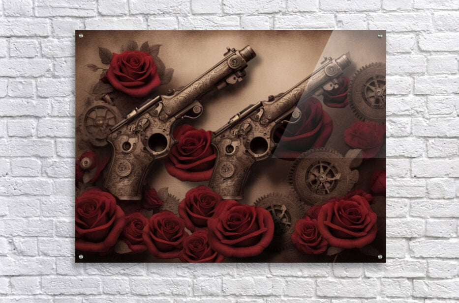 Acrylic Print Steampunk Floral Wall Art