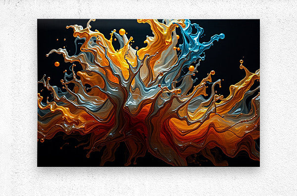 Brushed Metal Print Colorful Splash Wall Art