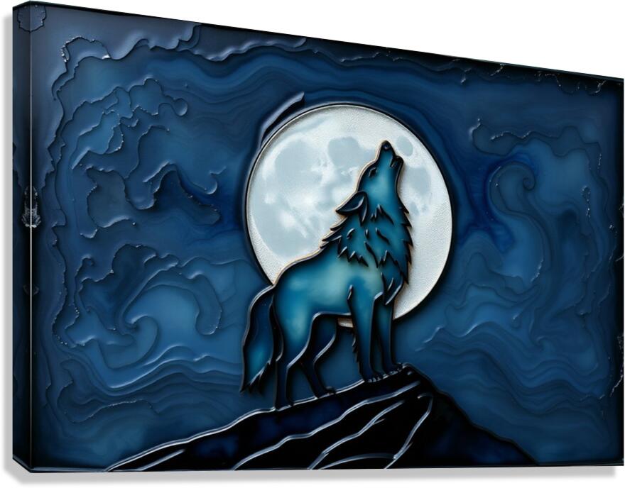 Giclée Stretched Canvas Print Blue Wolf Wall Art