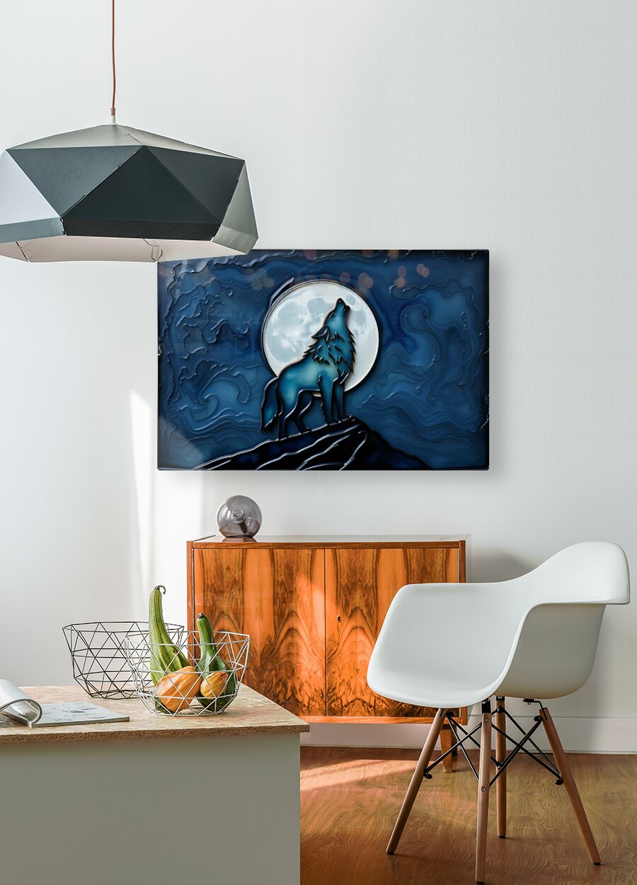 HD Sublimation Metal Print Blue Wolf Wall Art