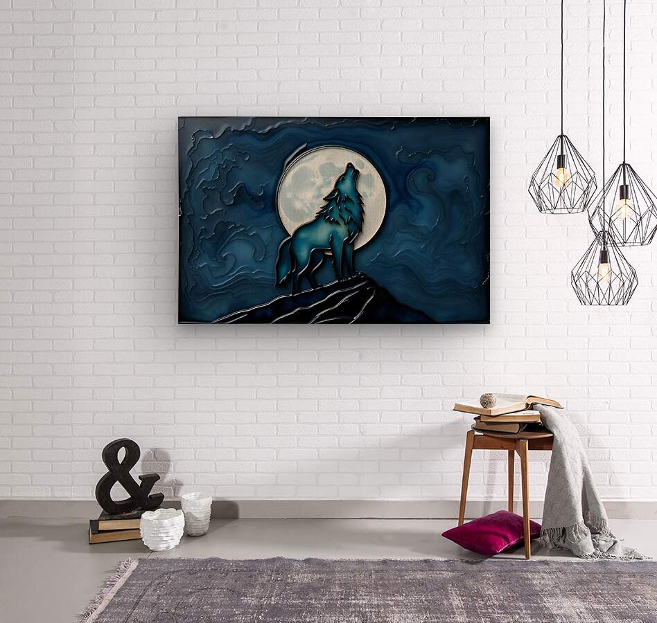 Wood Print Blue Wolf Wall Art