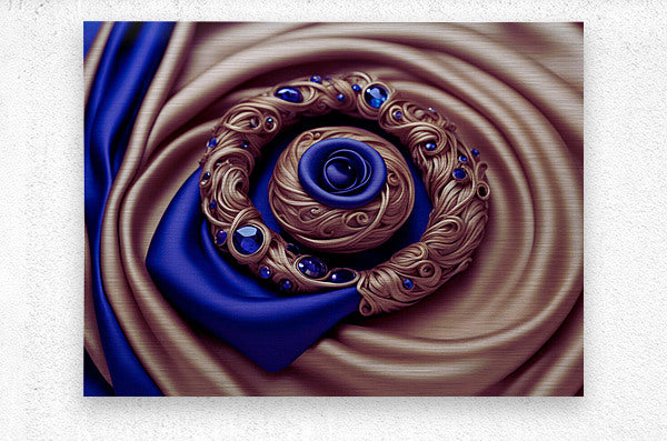 Brushed Metal Print Mocha Blue Wall Art