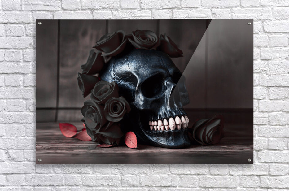 Acrylic Print Black Skull Wall Art