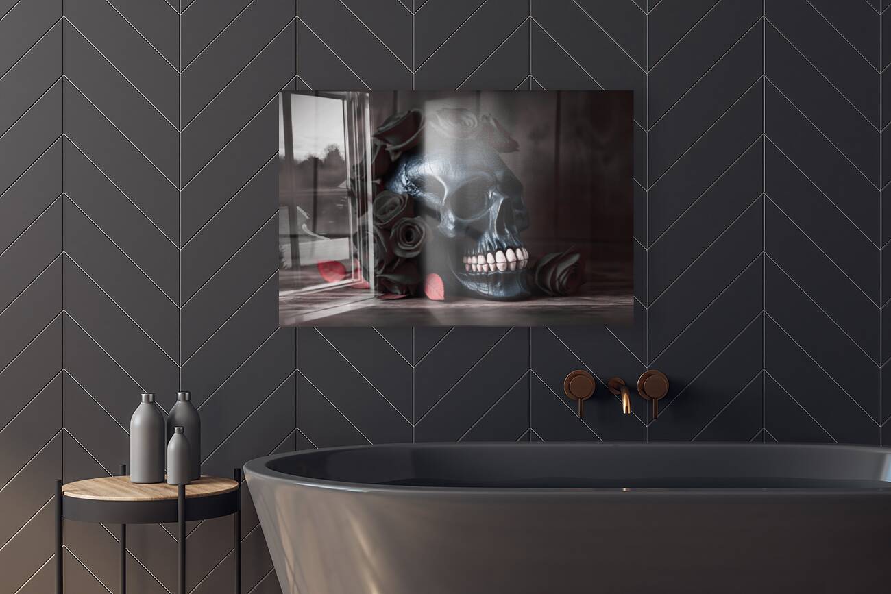 Acrylic Print Mockup Black Skull Wall Art