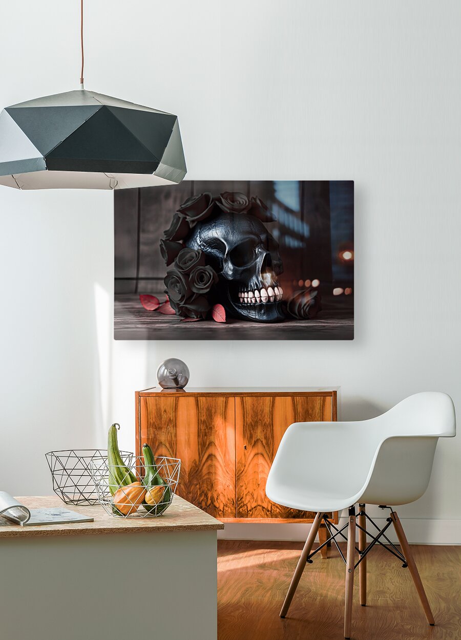 HD Sublimation Metal Print Black Skull Wall Art