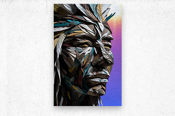 Brushed Metal Print Native American Wall Art