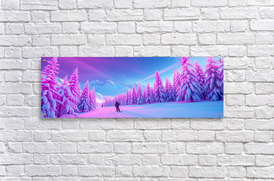 Acrylic Print Trippy Skiing Wall Art