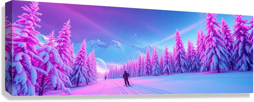 Giclée Stretched Canvas Print Trippy Skiing Wall Art