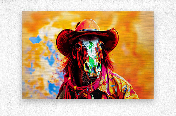 Brushed Metal Print Funny Horse Wall Art