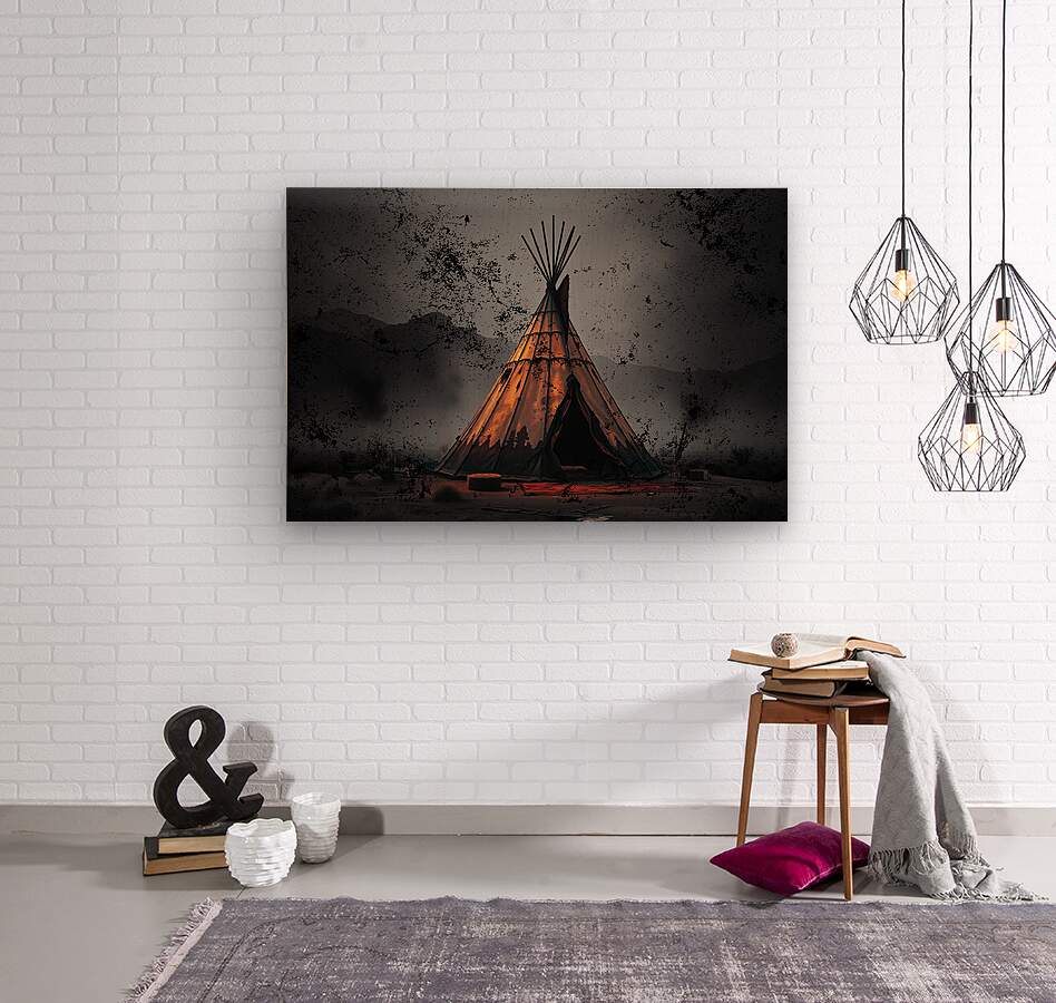 Wood Print Native American Teepee Wall Art