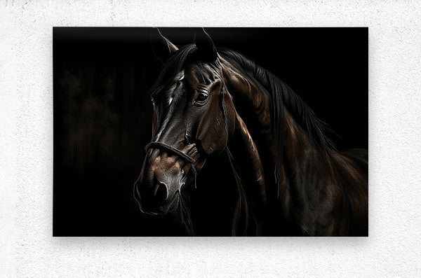 Brushed Metal Print Dark Horse Wall Art