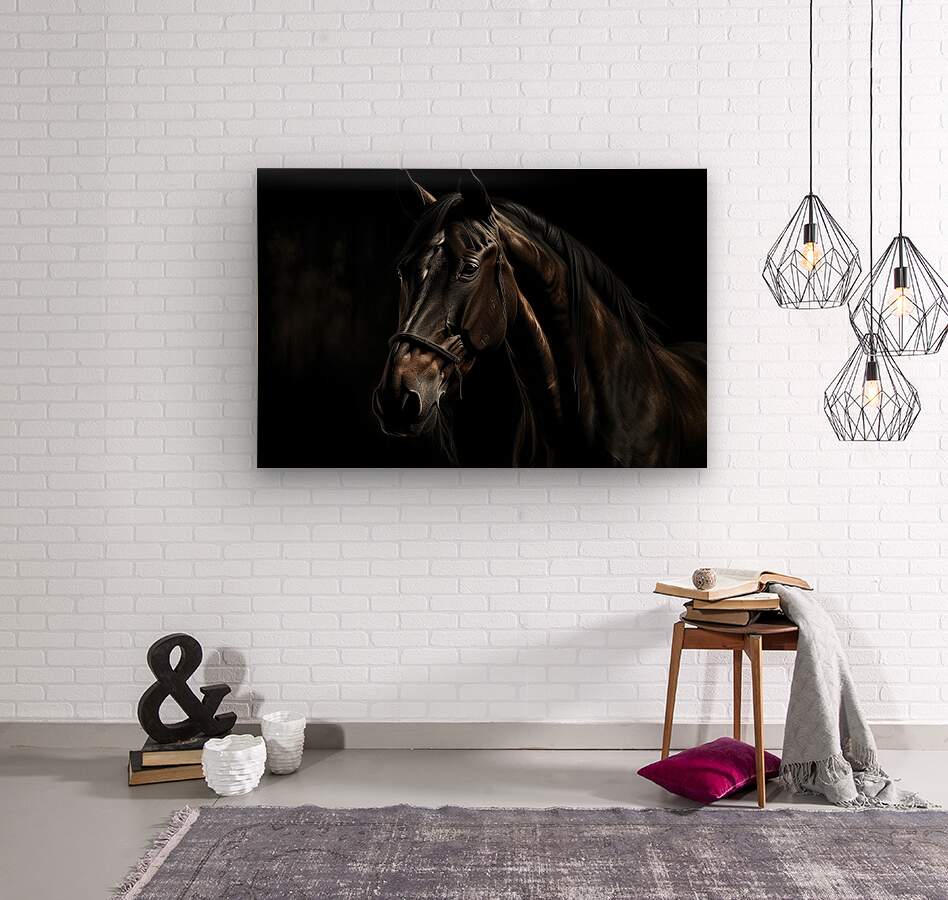 Wood Print Dark Horse Wall Art
