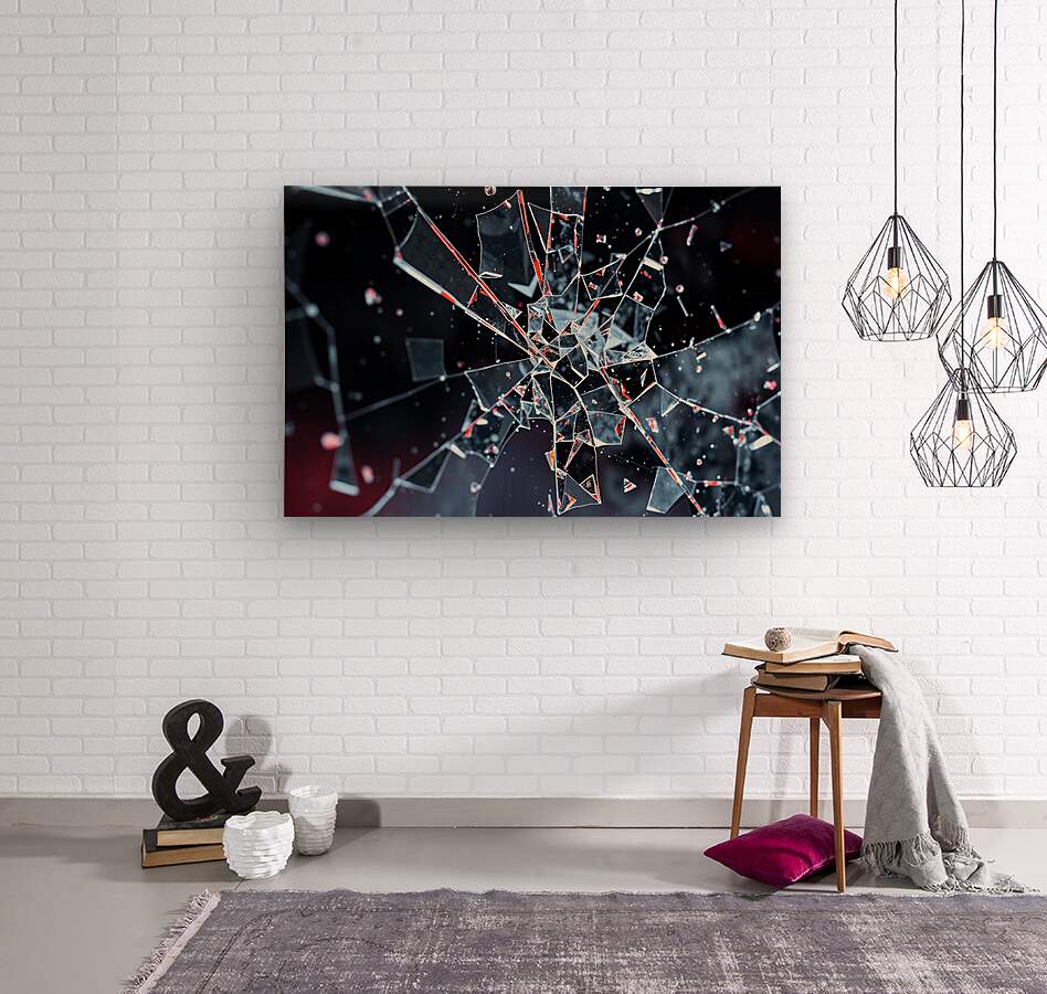 Wood Print Broken Glass Wall Art
