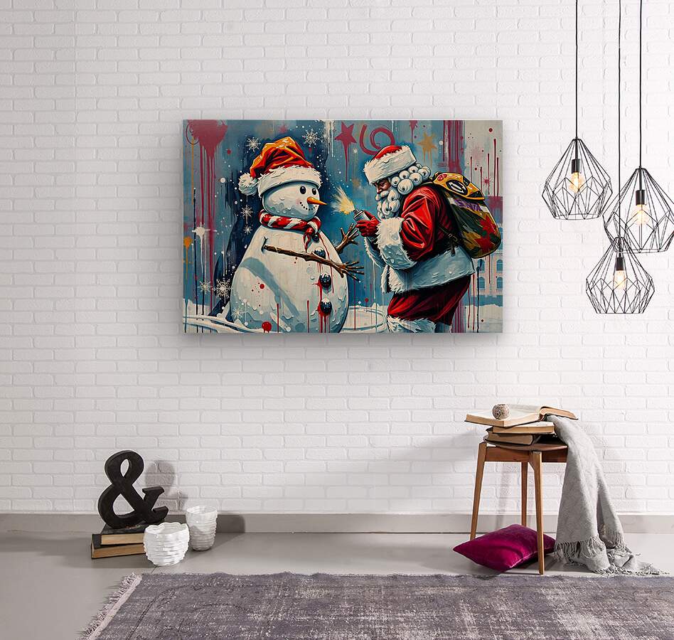 Sin-ta Wood Print Christmas Graffiti Wall Art