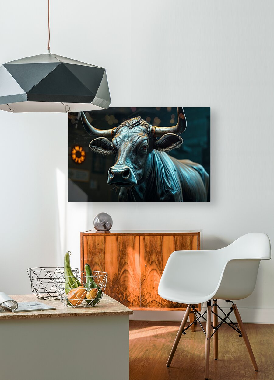 HD Sublimation Metal Print Leather Bull Wall Art