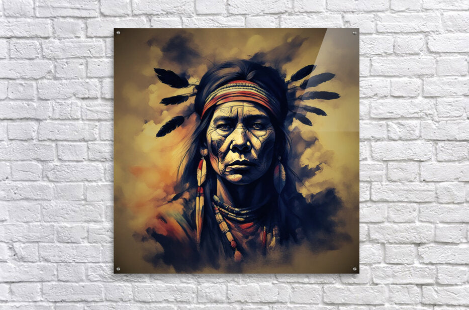 Acrylic Print Watercolor Native American Wall Art