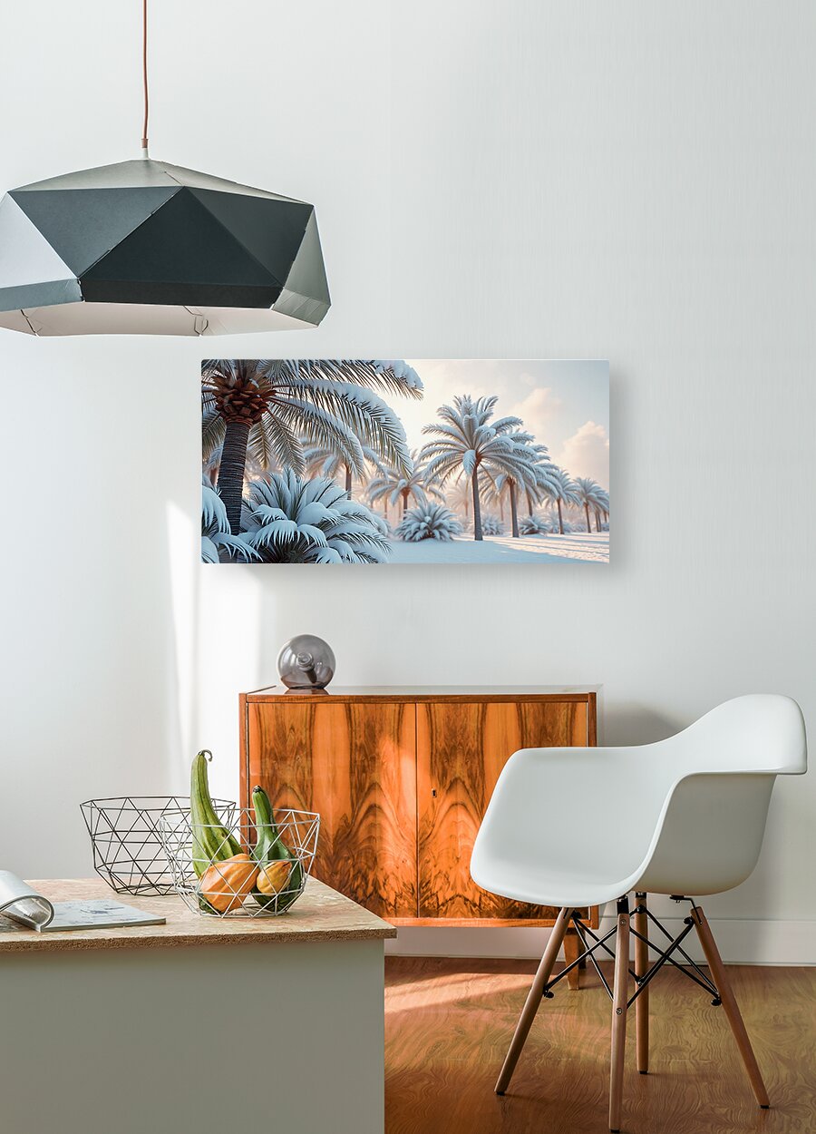 r HD Sublimation Metal Print Snowy Palm Trees Wall Art