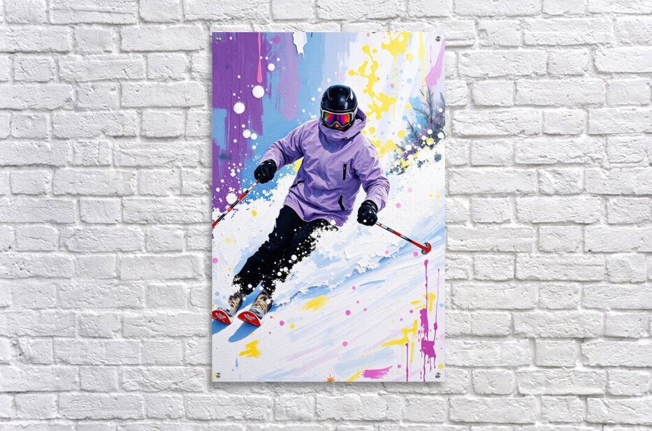 Acrylic Print Purple Skier Wall Art
