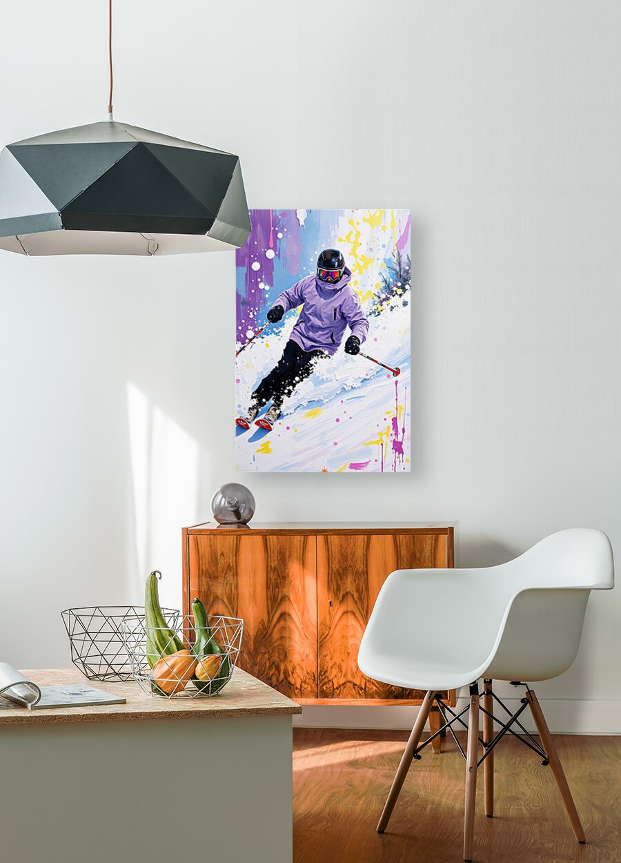 HD Sublimation Metal Print Purple Skier Wall Art