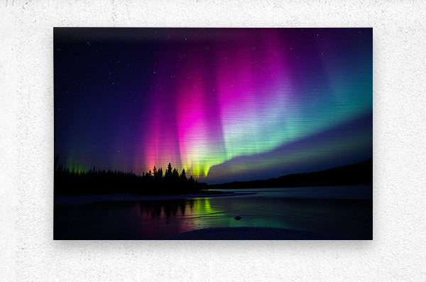 Brushed Metal Print Northern Lights Wall Art