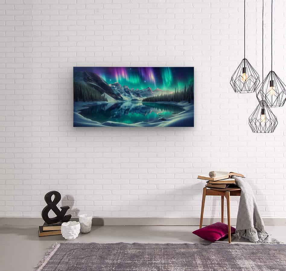 Wood Print Northern Lights Wall Art
