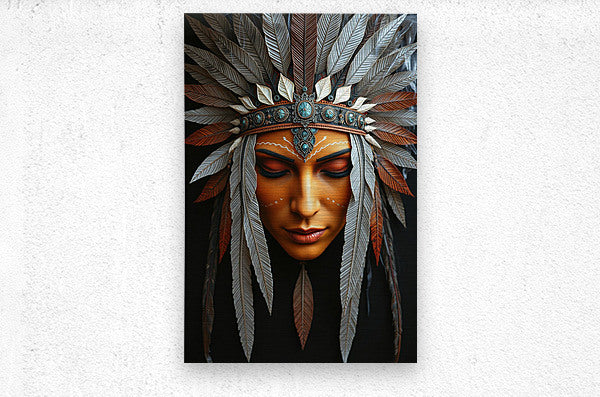 Brushed Metal Print Native American Wall Art