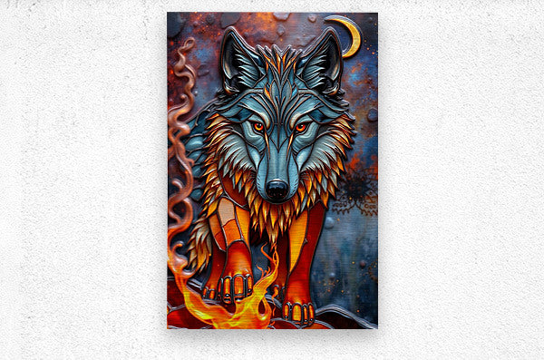 Brushed Metal Print Wolf Wall Art