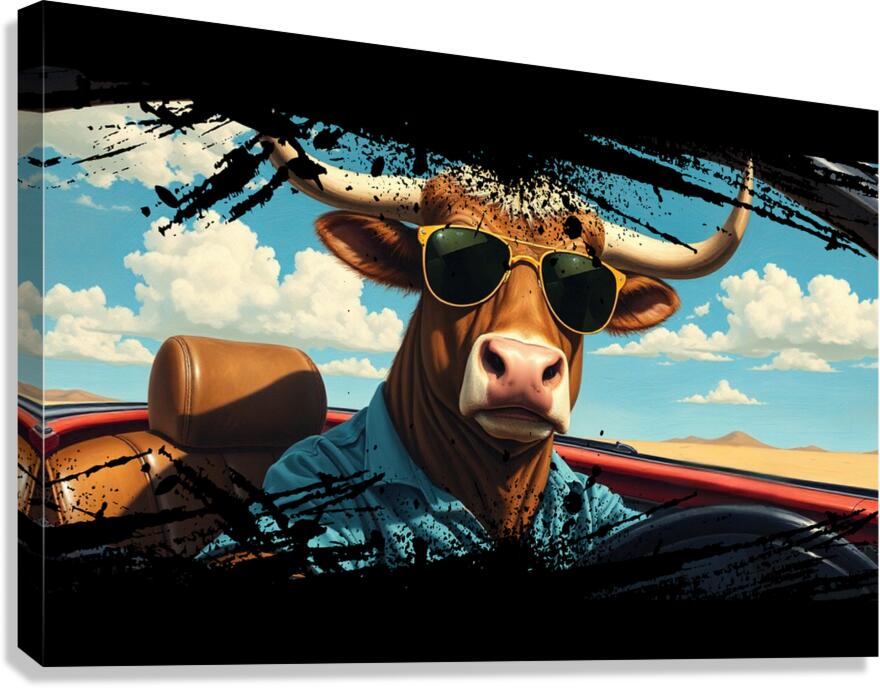  Giclée Stretched Canvas Print Funny Bull Wall Art