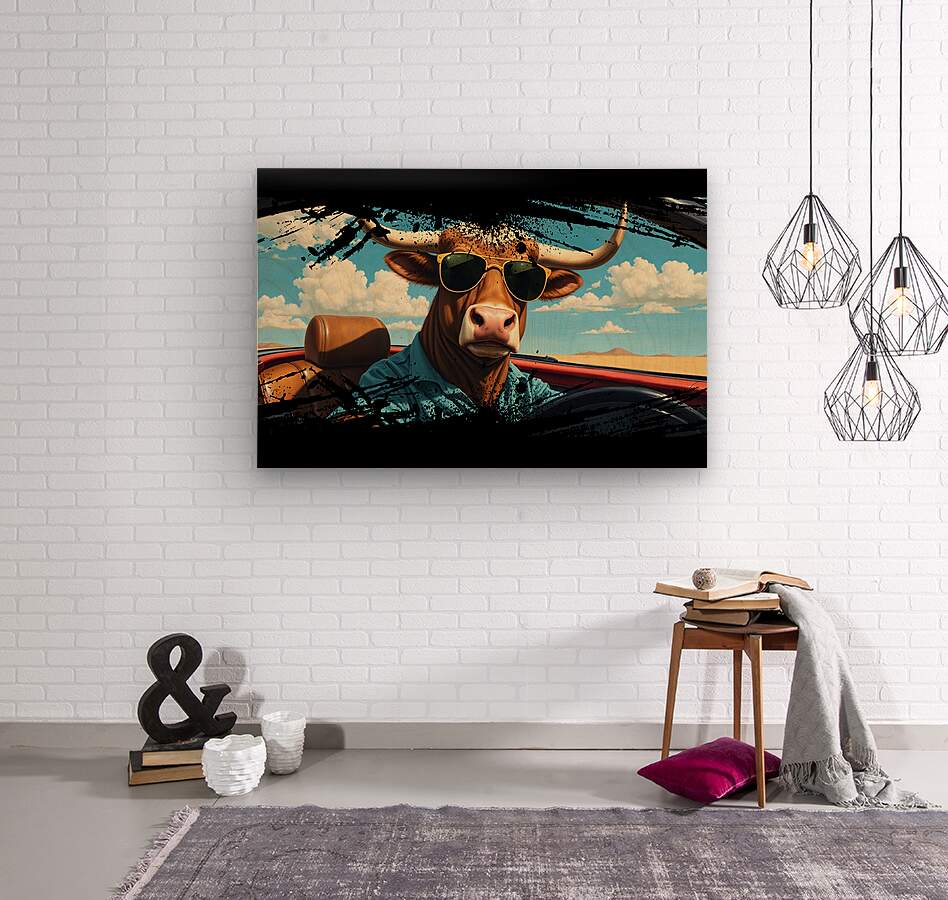  Wood Print Funny Bull Wall Art