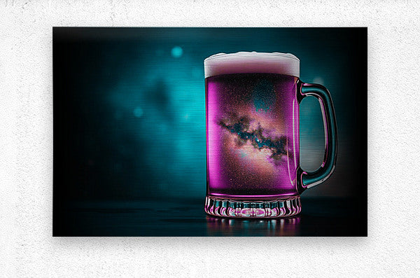  Brushed Metal Print Galaxy Beer Mug Wall Art