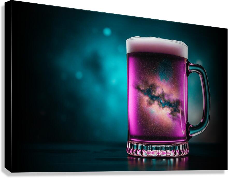 Giclée Stretched Canvas Print Galaxy Beer Mug Wall Art