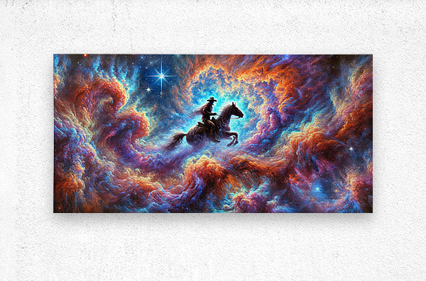  Brushed Metal Print Galaxy Cowboy Wall Art