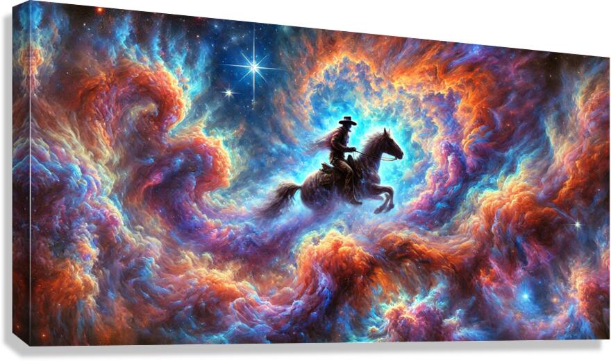  Giclée Stretched Canvas Print Galaxy Cowboy Wall Art