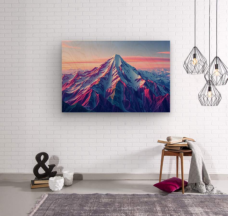  Wood Print Mountain Wall Art