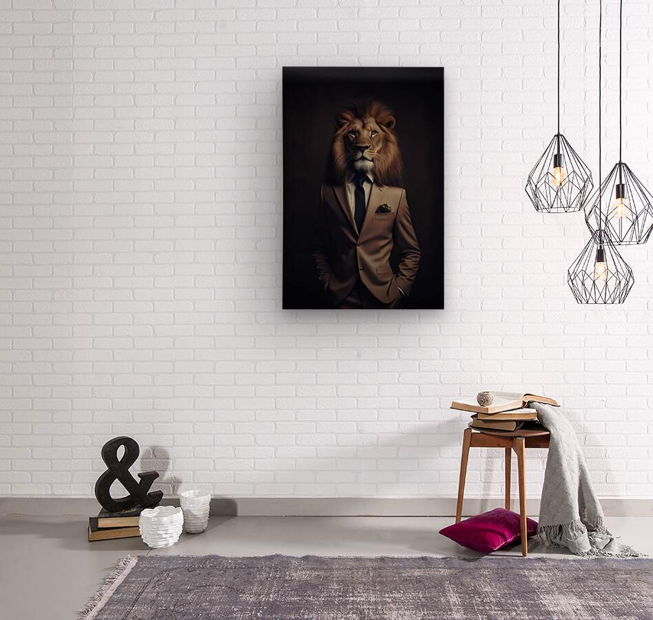 Wood Print Sharp Dressed Lion Wall Art