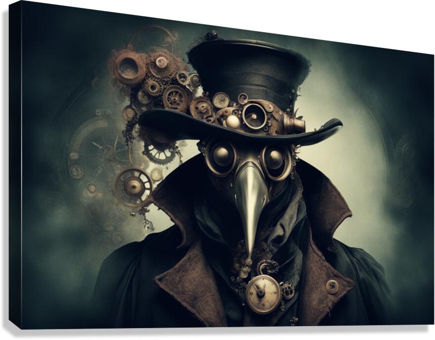 Giclée Stretched Canvas Print Steampunk Plague Doctor Wall  Art
